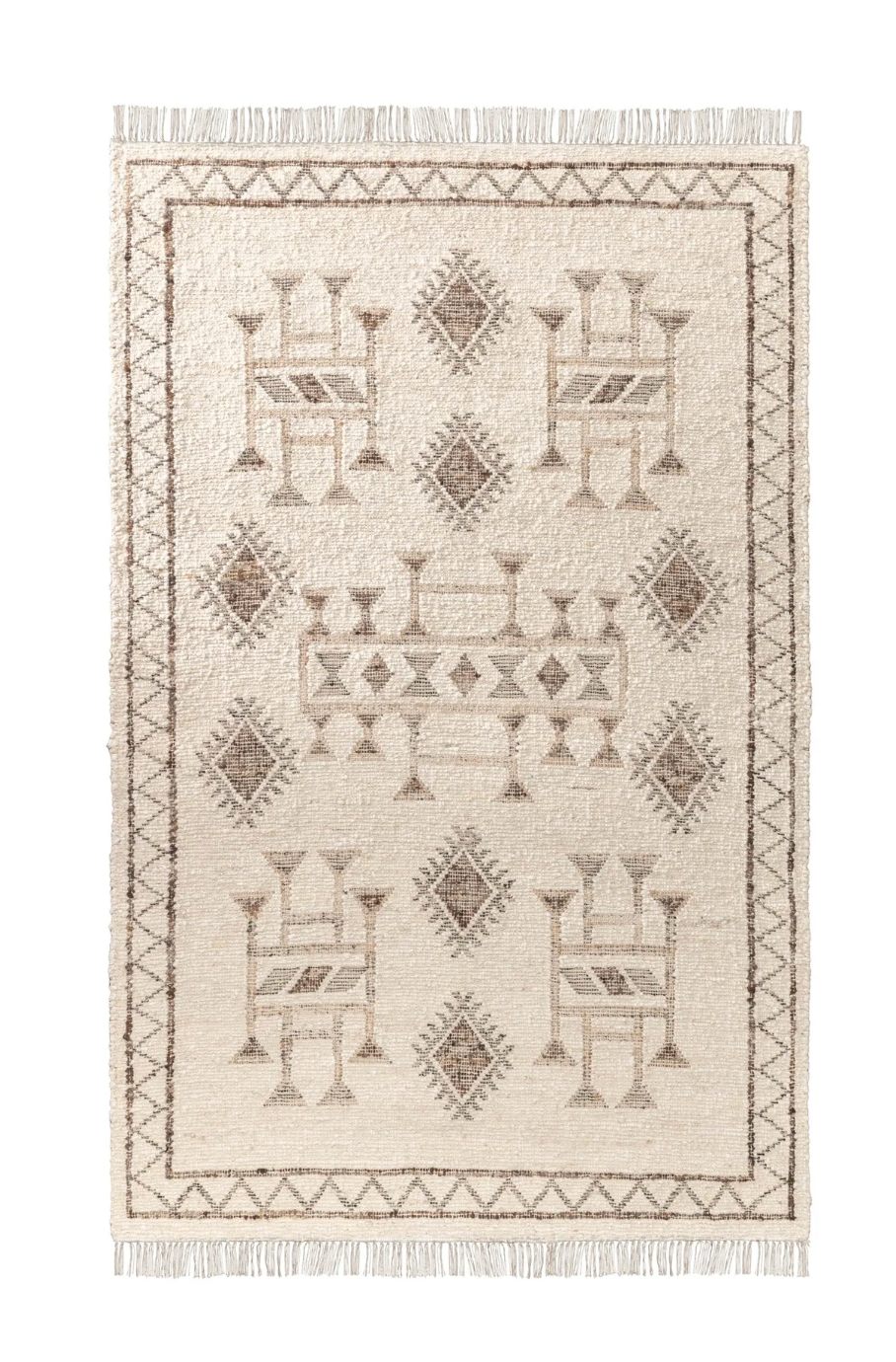 Gazi Handwoven Wool & Jute Rug – Ivory / Brown Multi