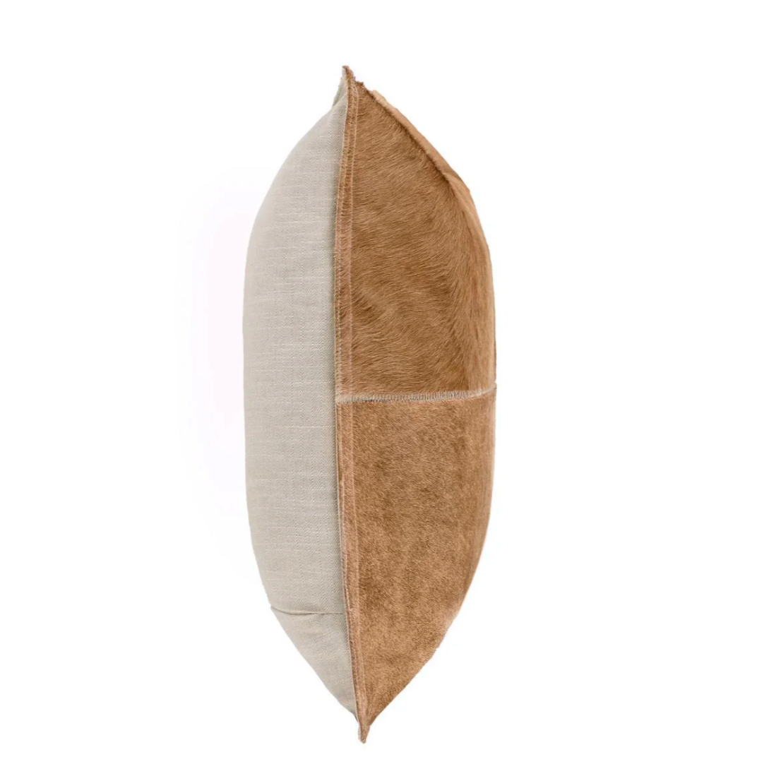 Canada Hair-on-Hide Pillow in Honey Tan featuring genuine four-panel hair-on-hide leather with rich natural texture and a soft cotton backing.