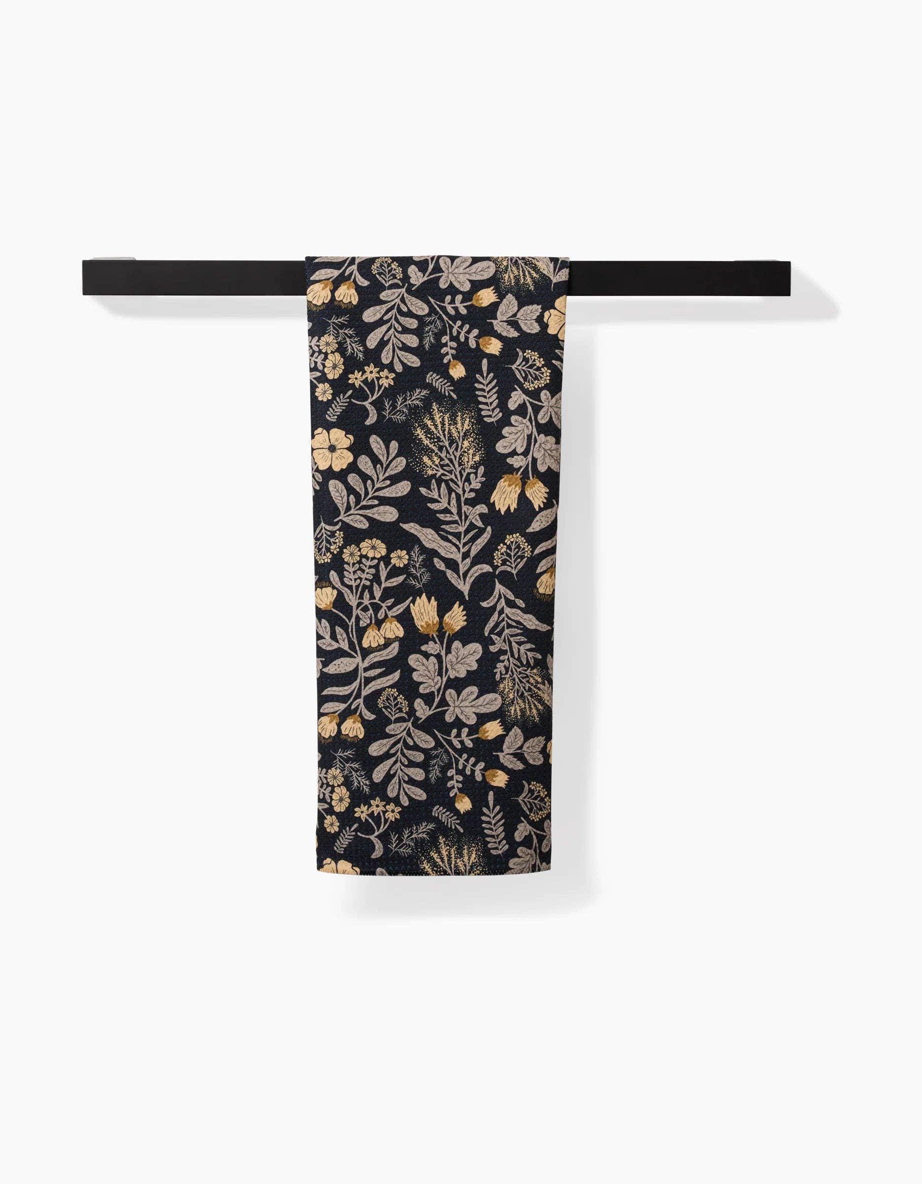 Geoweave kitchen tea towel with woodland wildflower pattern and absorbent texture.