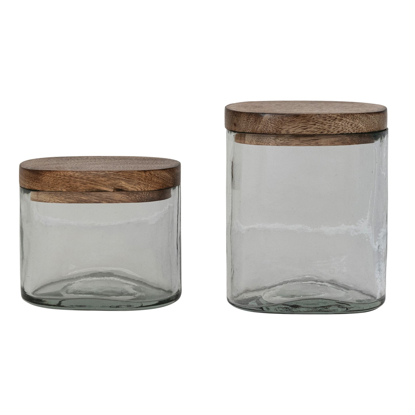 Hand-Blown Glass Storage Jar with Mango Wood Lid – Small