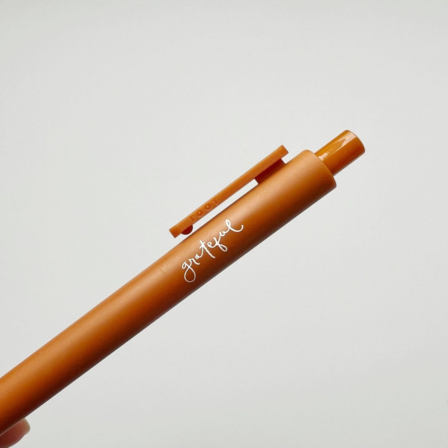 Grateful Jotter Pen by Emily Lex with camel matte finish and handwritten sentiment.