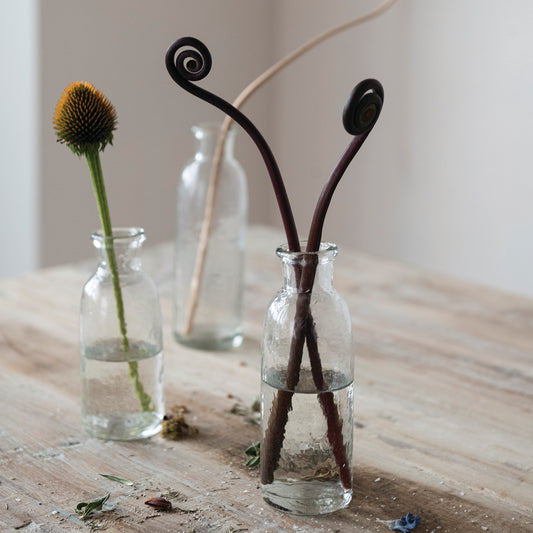 Hand-Blown Glass Bottle Vase Set