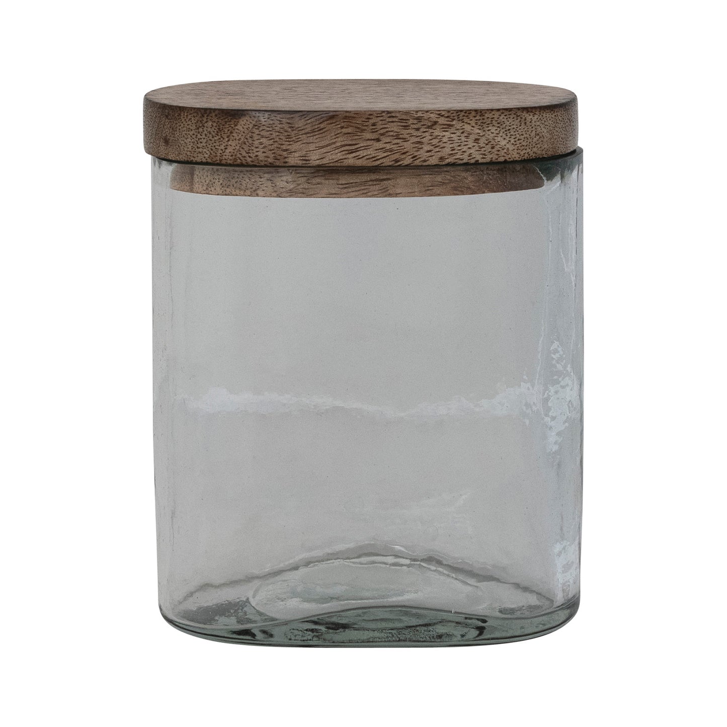 Hand-Blown Glass Storage Jar with Mango Wood Lid – Medium