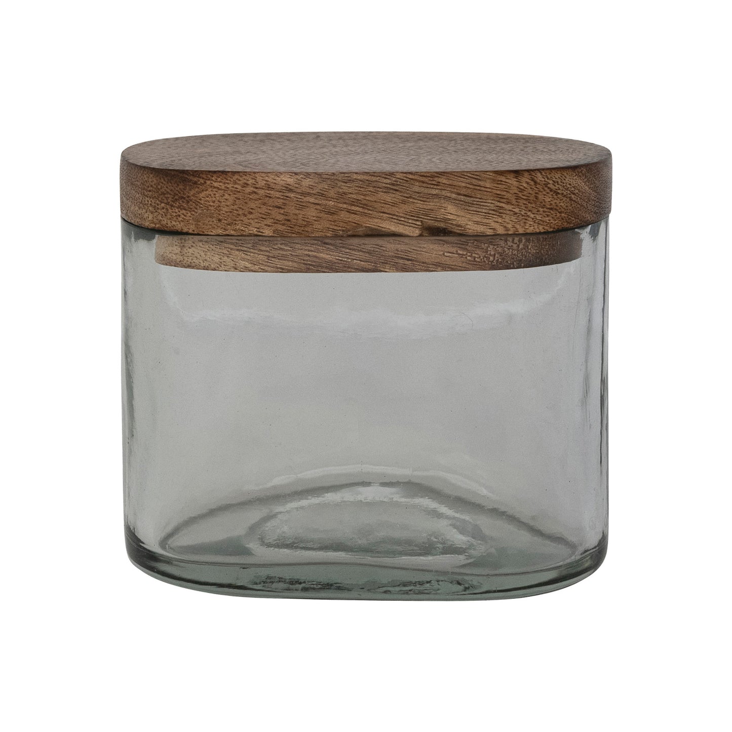 Hand-Blown Glass Storage Jar with Mango Wood Lid – Small