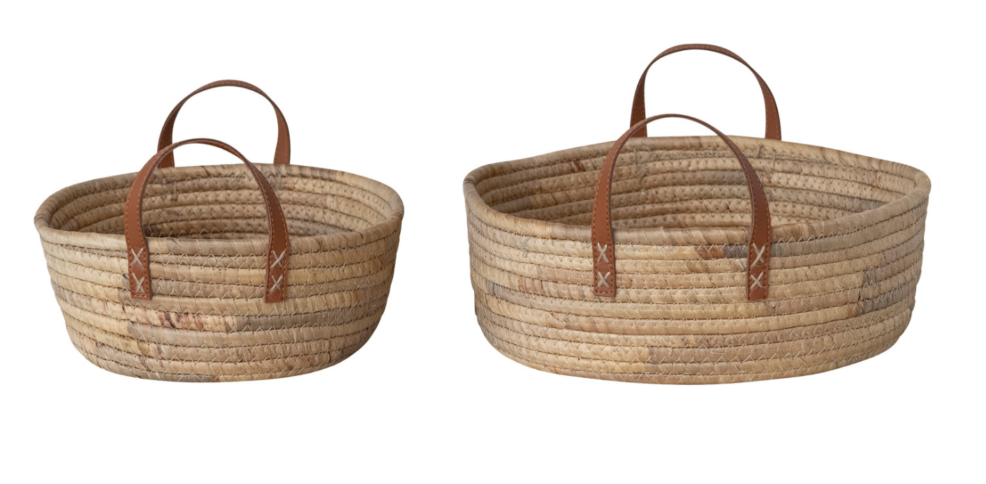 Hand-Woven Seagrass & Water Hyacinth Basket – Large