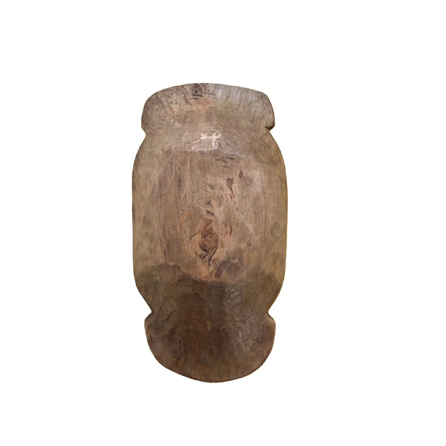 Handcrafted natural wood bowl showing unique grain, texture, markings, and old-world character.