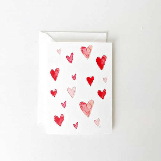Hearts Mini Enclosure Card featuring original watercolor artwork by Emily Lex.