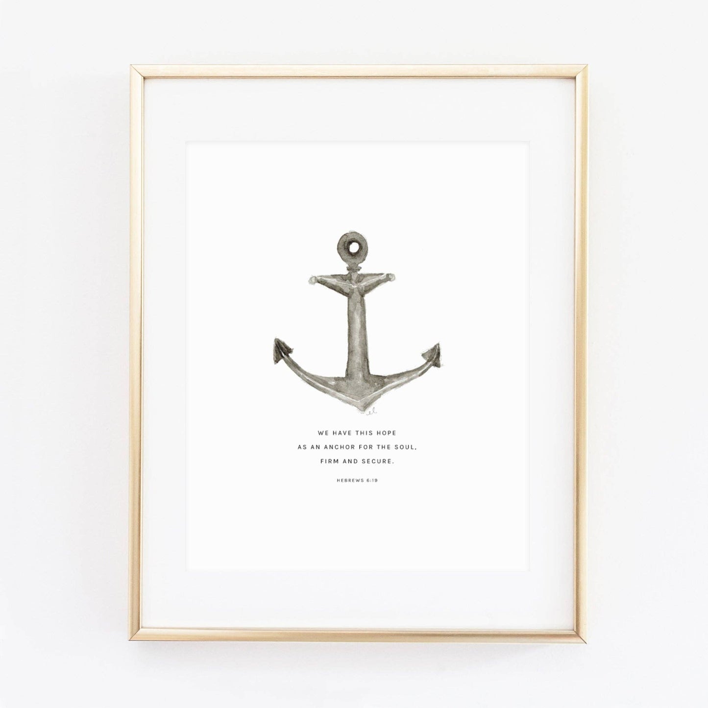 Hebrews 6:19 Anchor Scripture Art Print featuring watercolor artwork by Emily Lex.