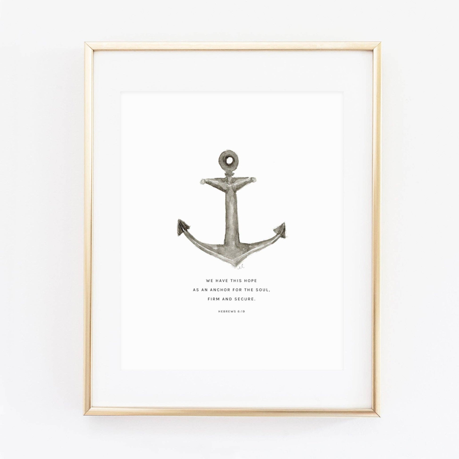 Hebrews 6:19 Anchor Scripture Art Print featuring watercolor artwork by Emily Lex.
