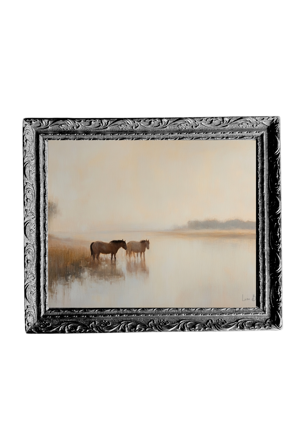 Horse by the River Framed Wall Art – French Black