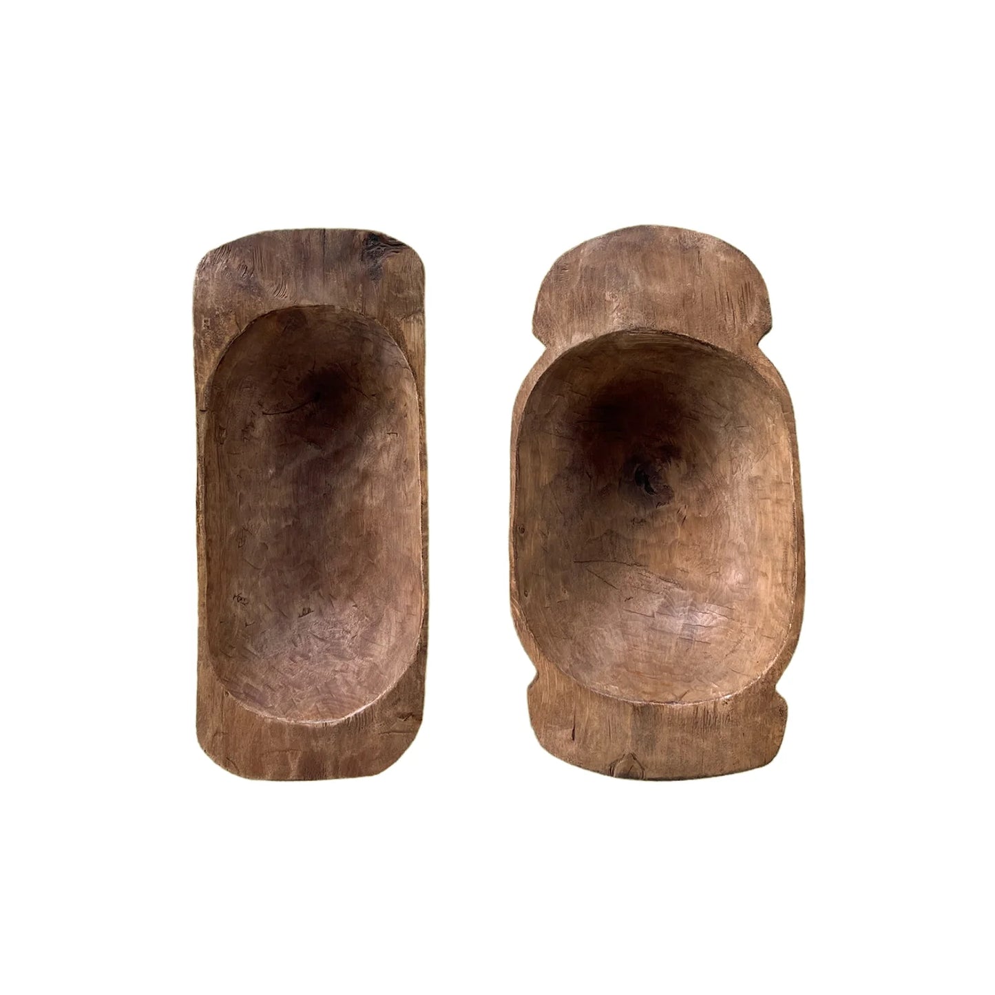 Hungarian Cottage Kitchen Bowl handcrafted from natural wood with a long shallow form and distinctive wood grain.