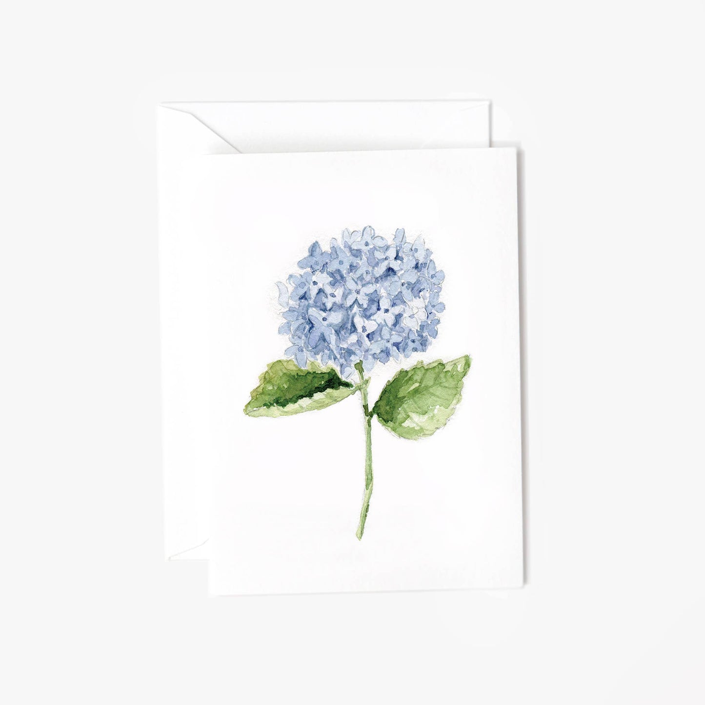 Hydrangea Stem Mini Notecard by Emily Lex featuring a delicate watercolor hydrangea stem on a petite folded greeting card with a coordinating envelope.