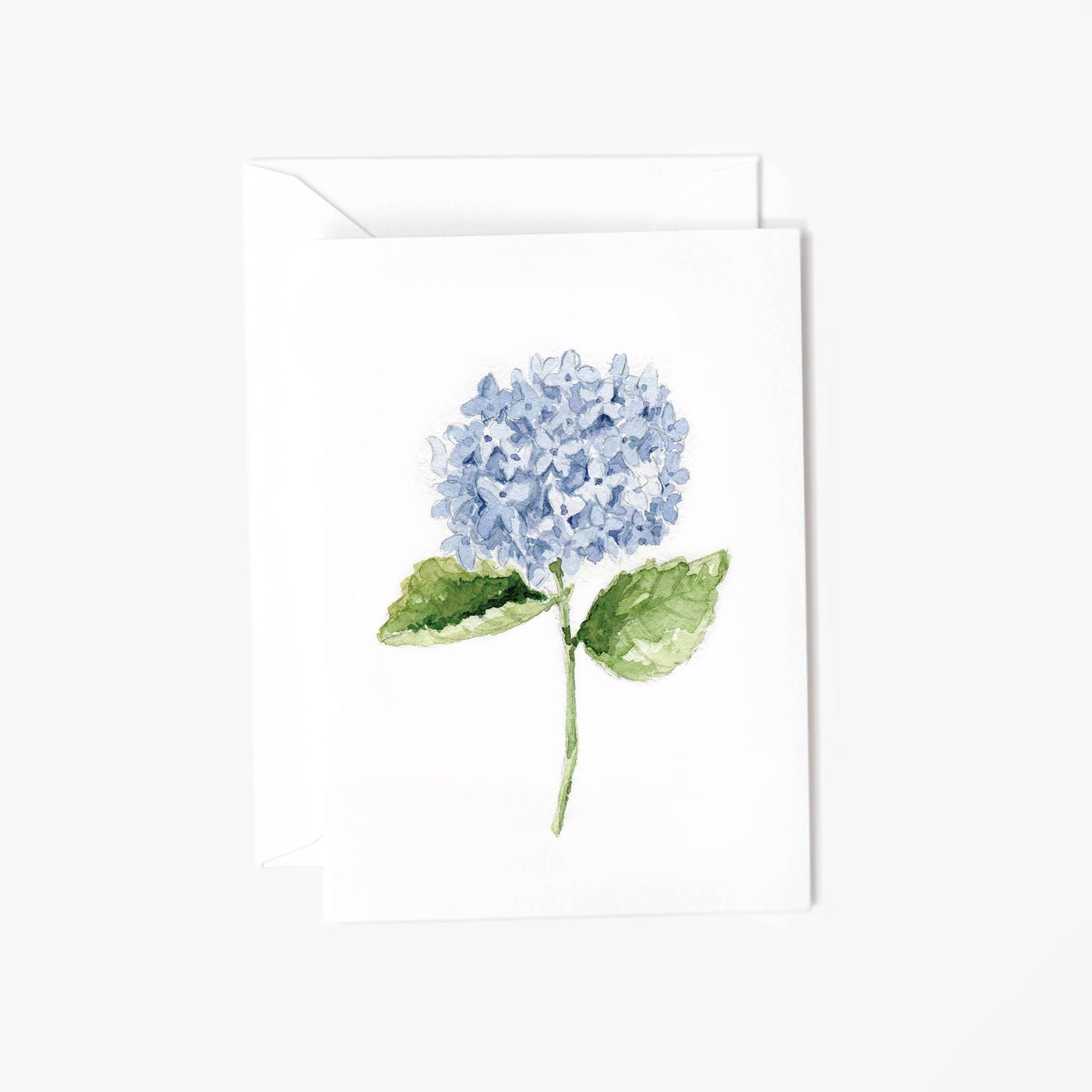 Hydrangea Stem Mini Notecard by Emily Lex featuring a delicate watercolor hydrangea stem on a petite folded greeting card with a coordinating envelope.