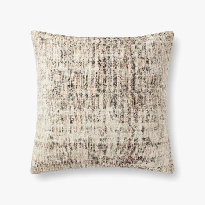 Larkspur down throw pillow in Antique Ivory and Graphite with a timeless woven design.