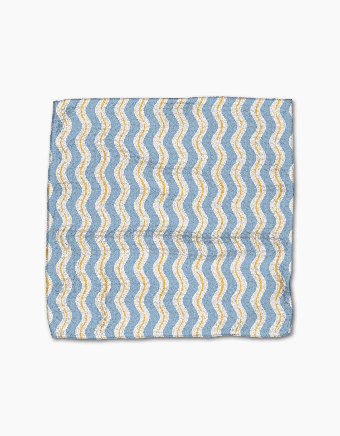 Close-up of the Lemon Waves dishcloths showing Geometry's absorbent, quick-drying Geoweave fabric.