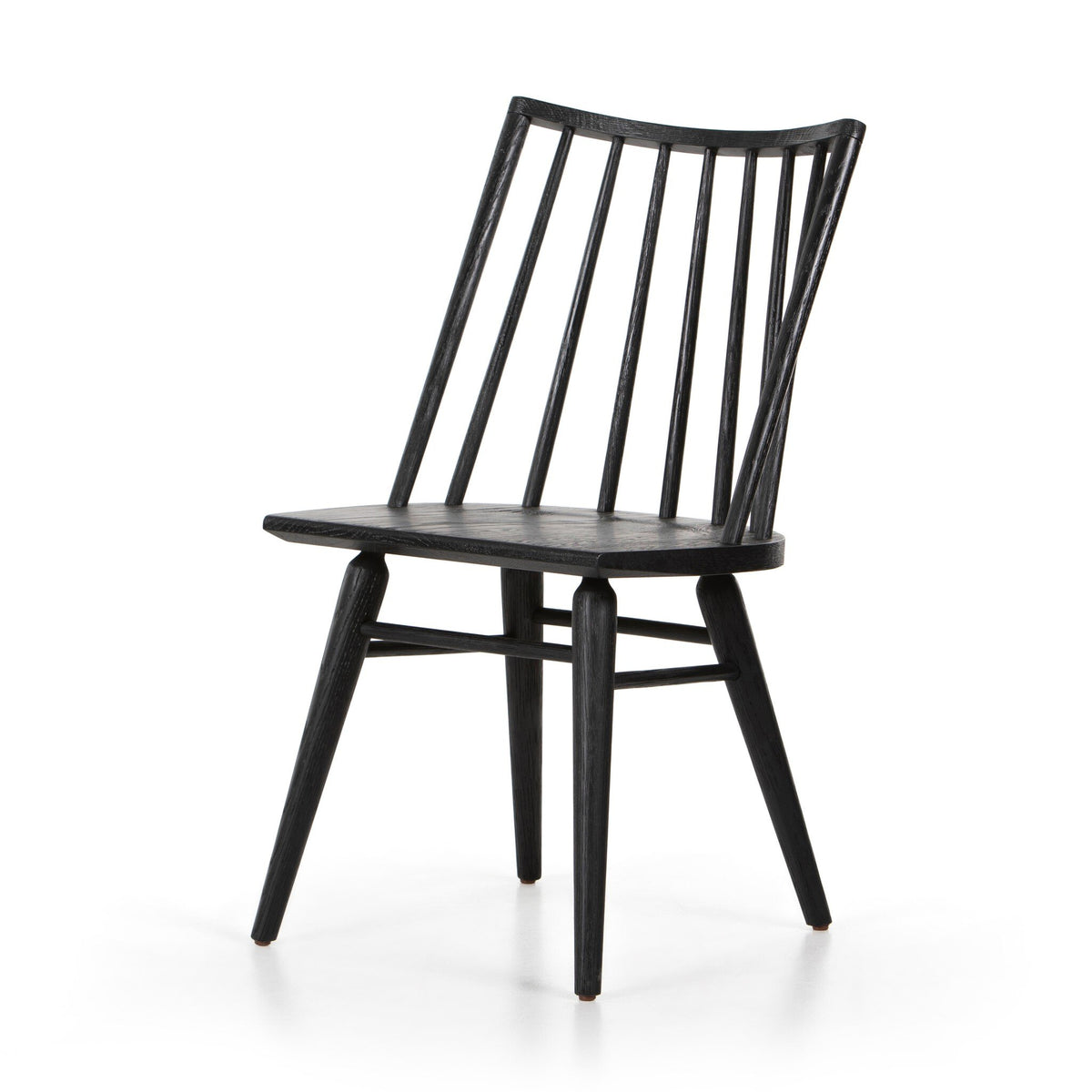 Lewis Black Oak Windsor Dining Chair crafted from solid oak with a tall spindle back and splayed legs.