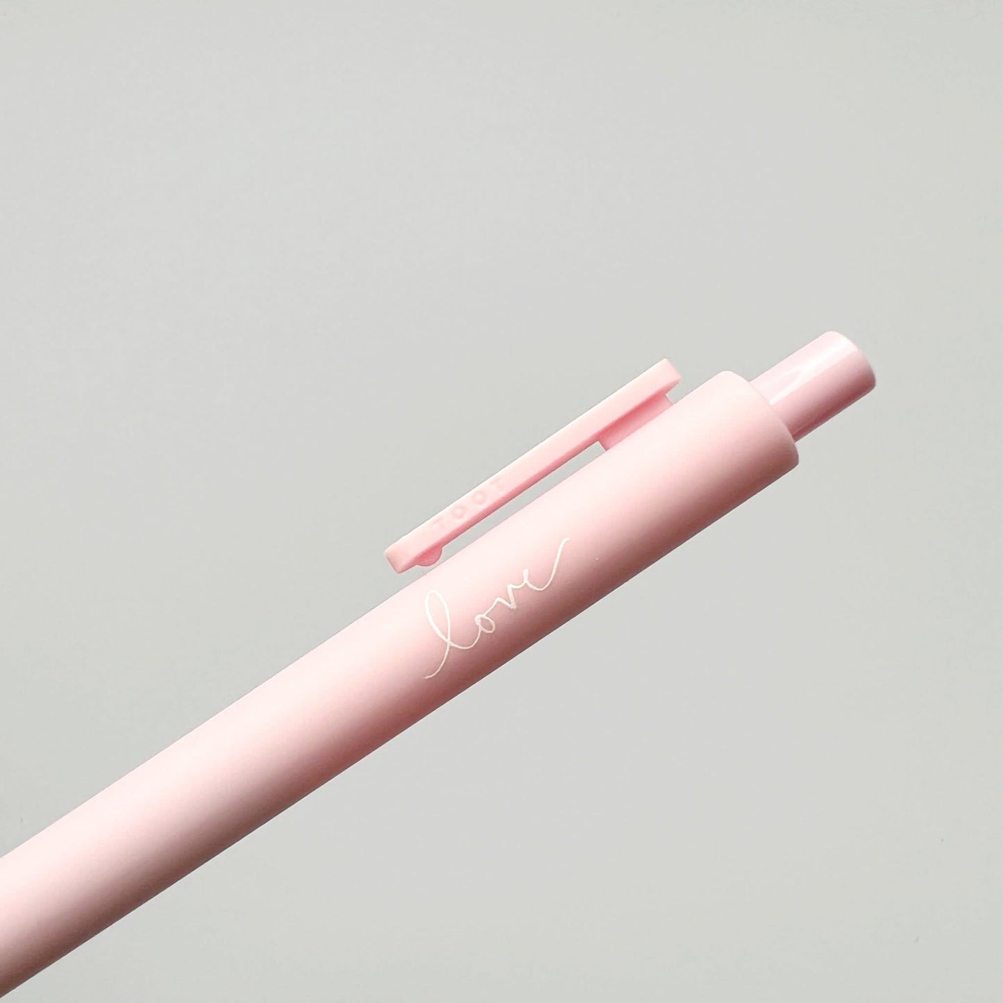 Love Jotter Pen by Emily Lex with pink matte finish and handwritten sentiment.