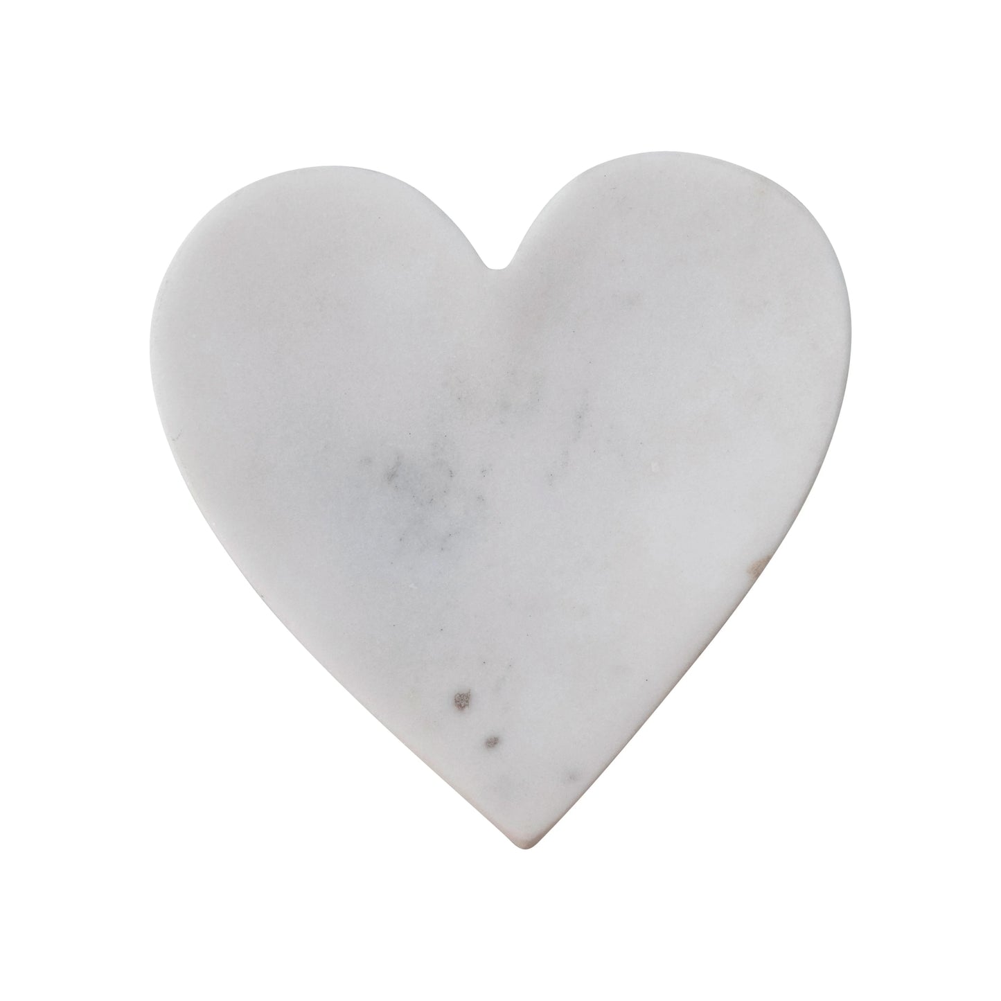 Heart-shaped marble dish crafted from genuine stone with natural veining and polished finish.