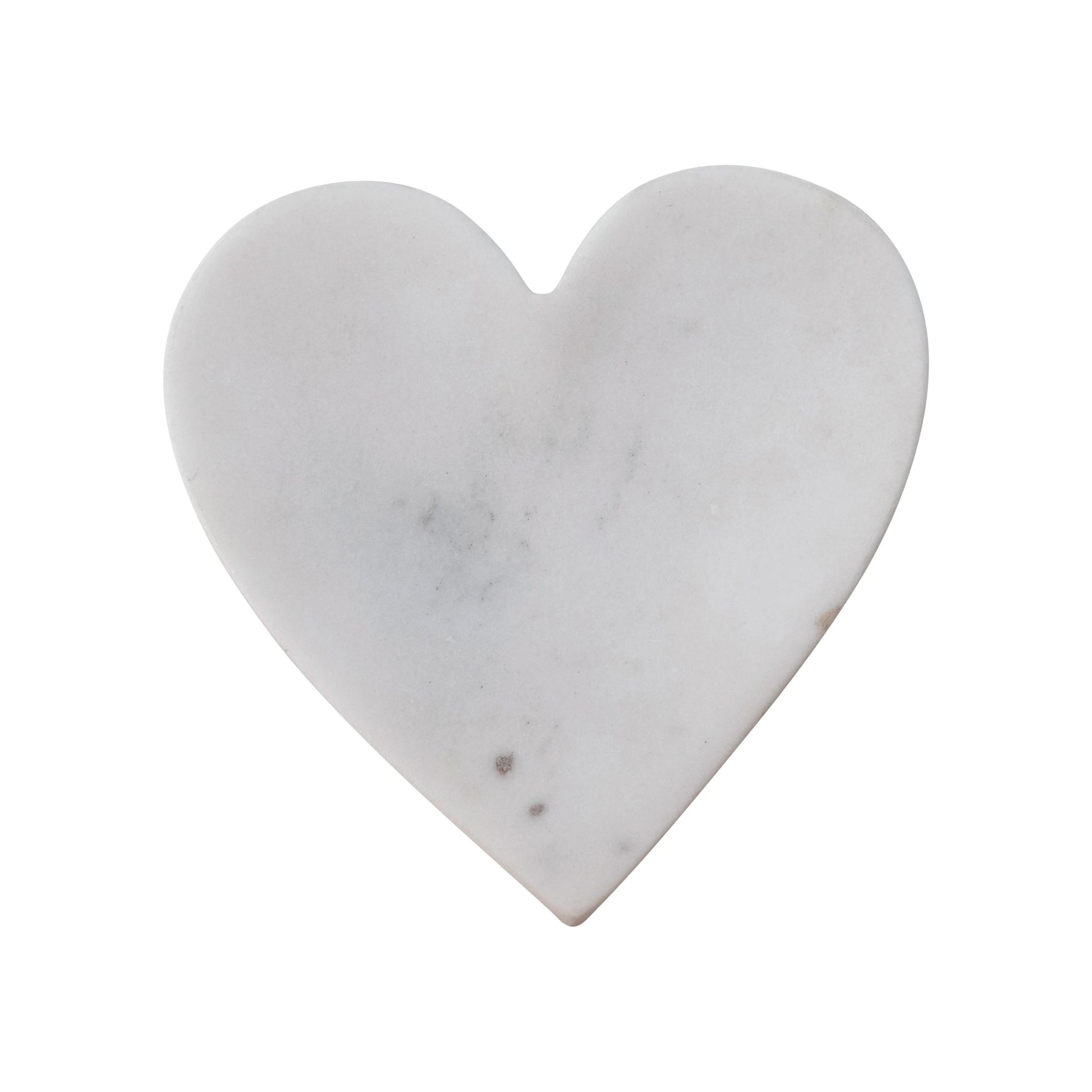 Heart-shaped marble dish crafted from genuine stone with natural veining and polished finish.