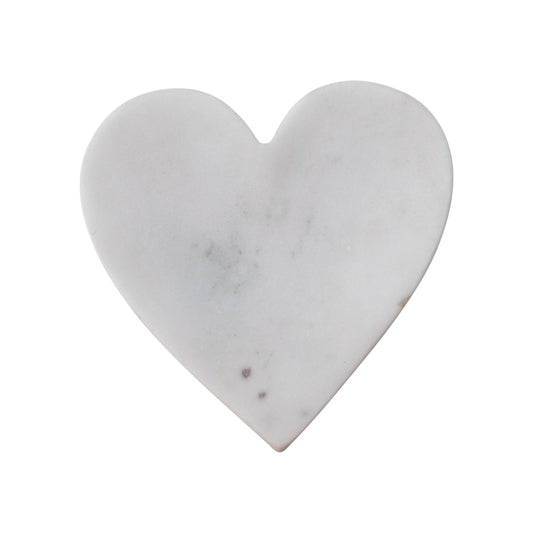 Heart-shaped marble dish crafted from genuine stone with natural veining and polished finish.