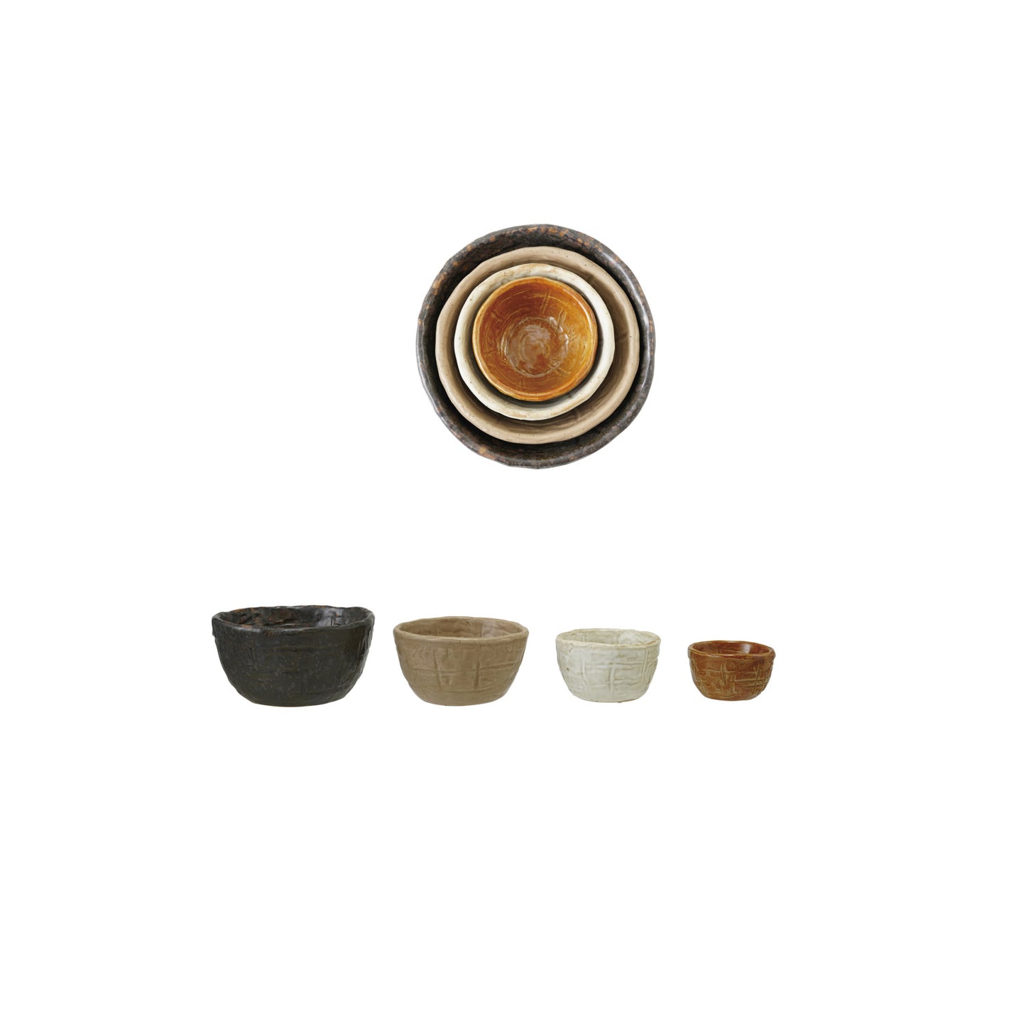 Matte Textured Stoneware Nesting Bowls - Set of 4