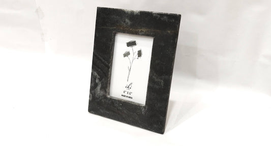 Midnight Black Marble Photo Frame crafted from natural black marble with unique stone veining.