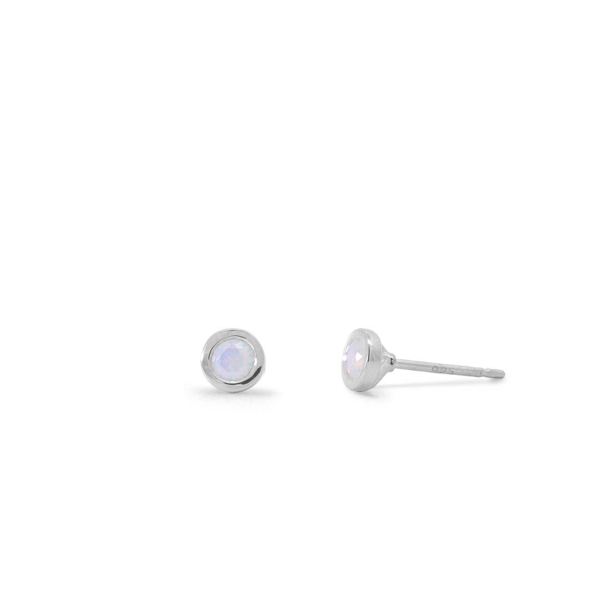 Mini opal nano gemstone stud earrings crafted in genuine 925 sterling silver.