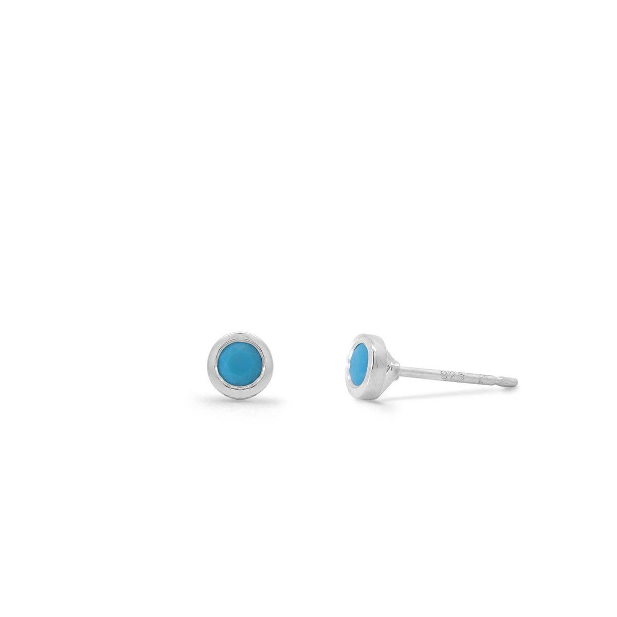 Mini turquoise nano gemstone stud earrings crafted in genuine 925 sterling silver.