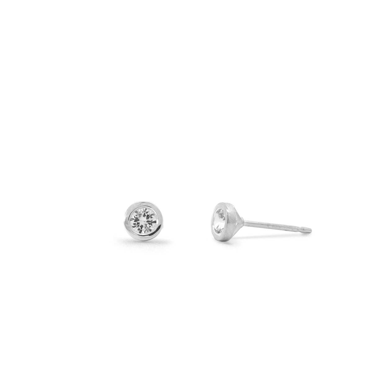 Mini white topaz nano gemstone stud earrings crafted in genuine 925 sterling silver.