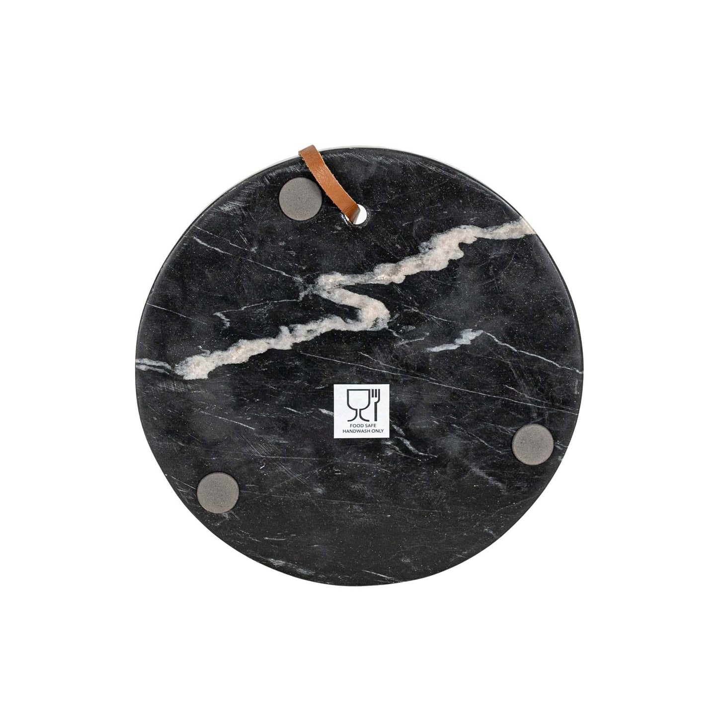 Solid black marble serving board showcasing natural veining and handcrafted character.