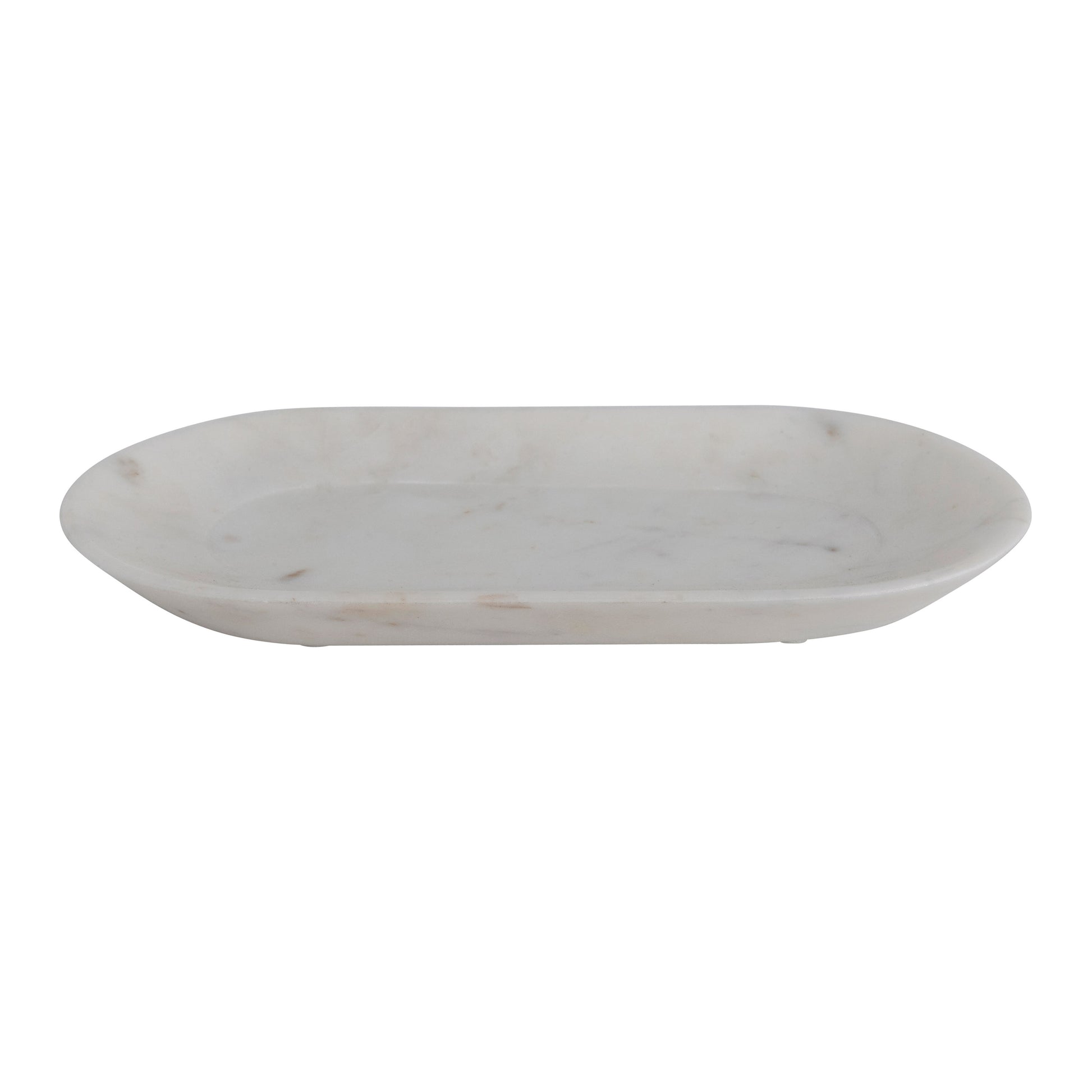 White marble tray crafted from genuine stone with natural veining and a timeless design.
