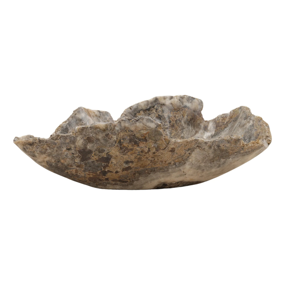 Natural Onyx Bowl with distinctive stone veining and an organic sculptural form.