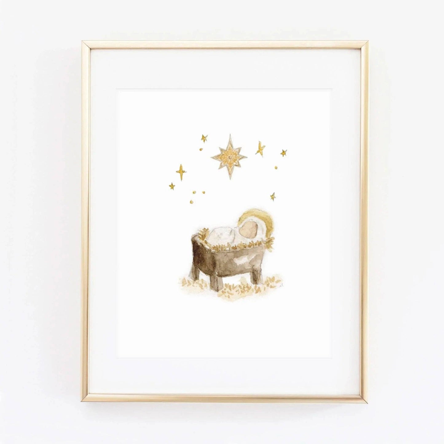 O Holy Night Watercolor Art Print by Emily Lex featuring elegant watercolor artwork inspired by the beloved Christmas hymn.