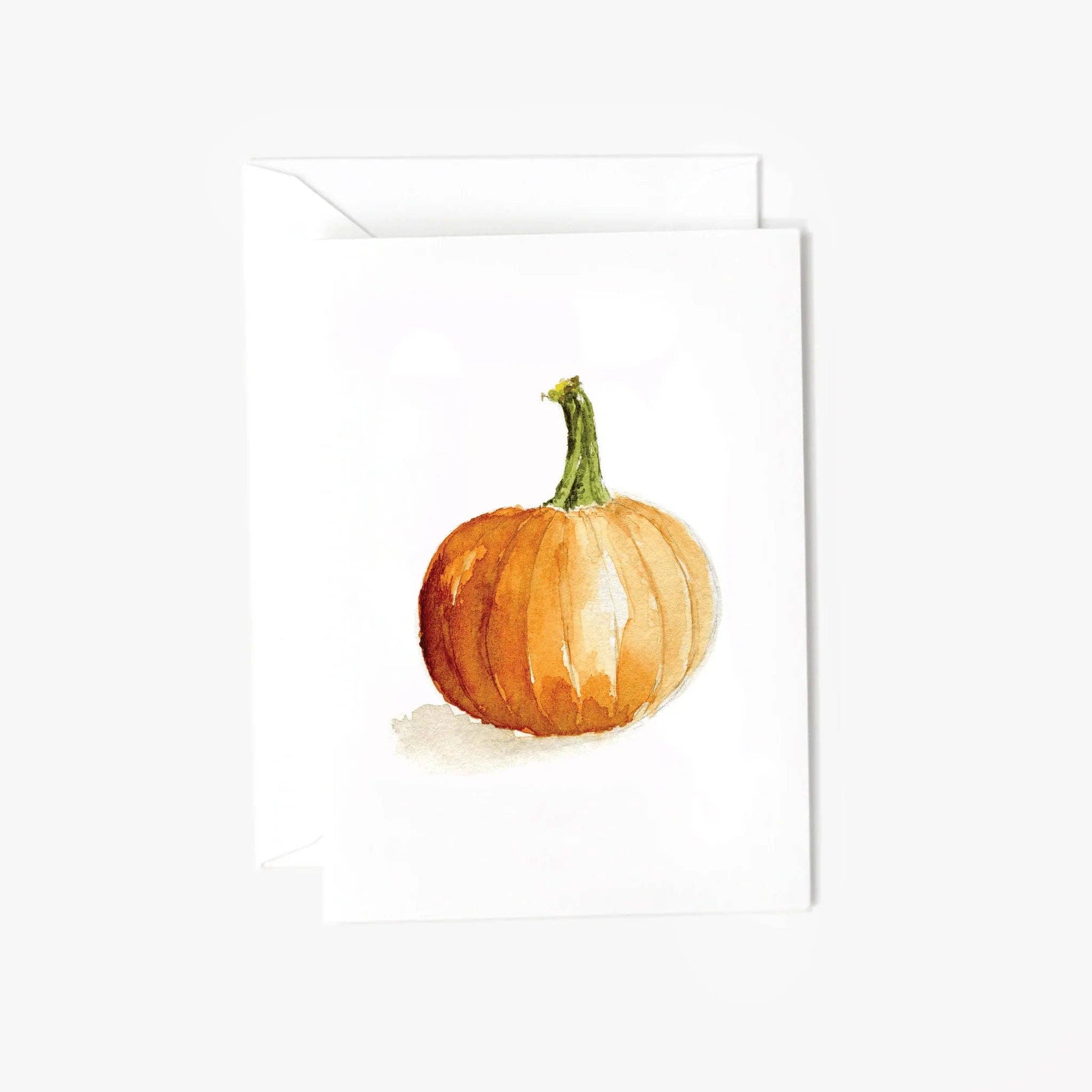 Orange Pumpkin Autumn Mini Enclosure Card by Emily Lex featuring an original watercolor pumpkin illustration with coordinating envelope and sealing sticker.