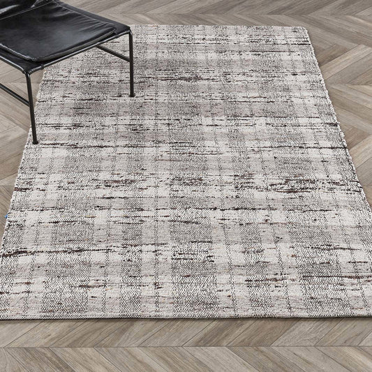 Perth Handwoven Area Rug in Natural featuring a classic striped pattern with soft hand-carded wool texture.