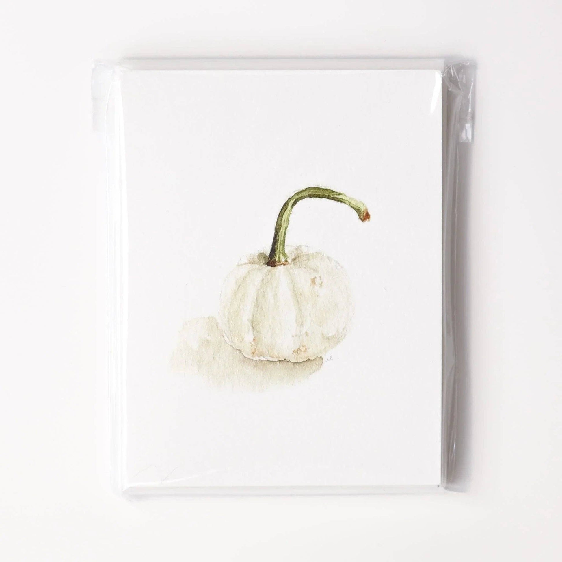 Assorted autumn watercolor notecards printed on premium 120 lb superfine paper with blank interiors for handwritten messages.