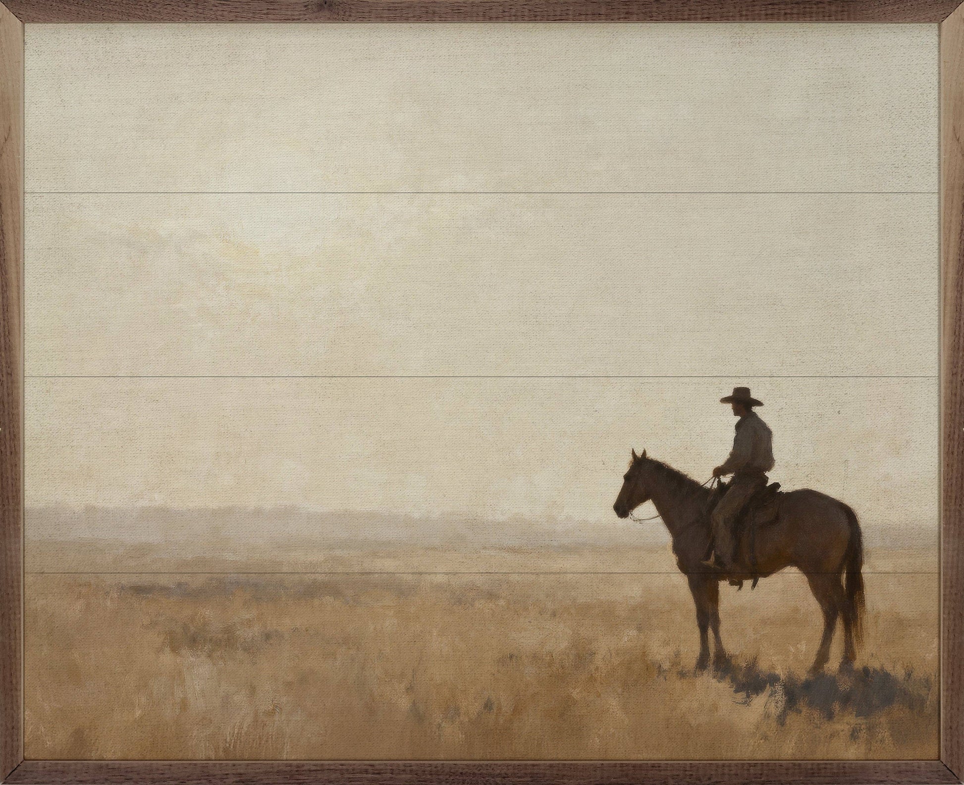Rust Howdy Framed Wood Wall Art featuring a classic Western greeting on a solid wood panel framed in rich natural walnut.