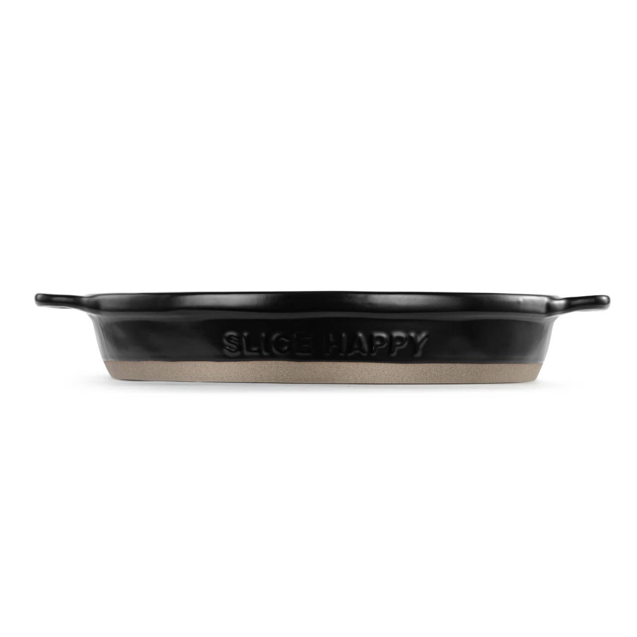 Black pie dish with “seconds, please!” sentiment