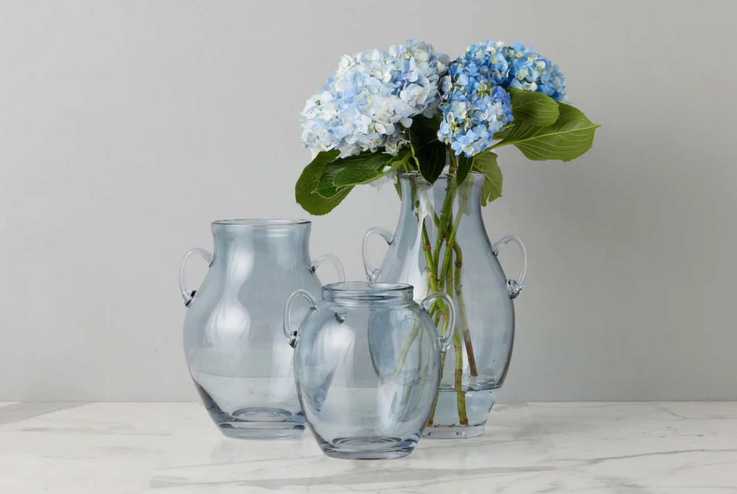 Denim Glass Amphora Vase – Small