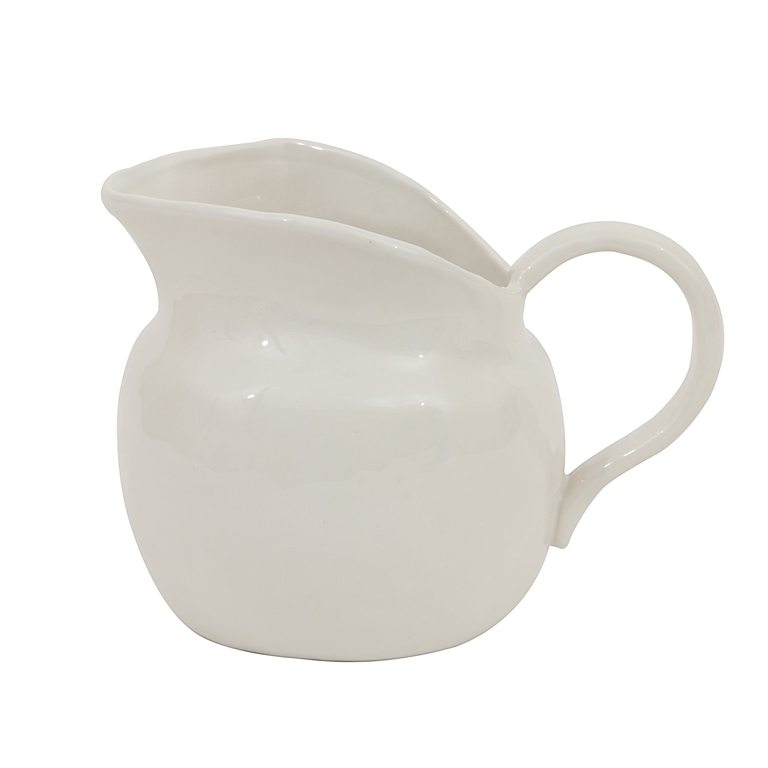 Small stoneware vintage reproduction pitcher with timeless heirloom-inspired design.
