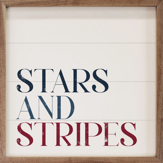 Stars & Stripes Typography Art – White