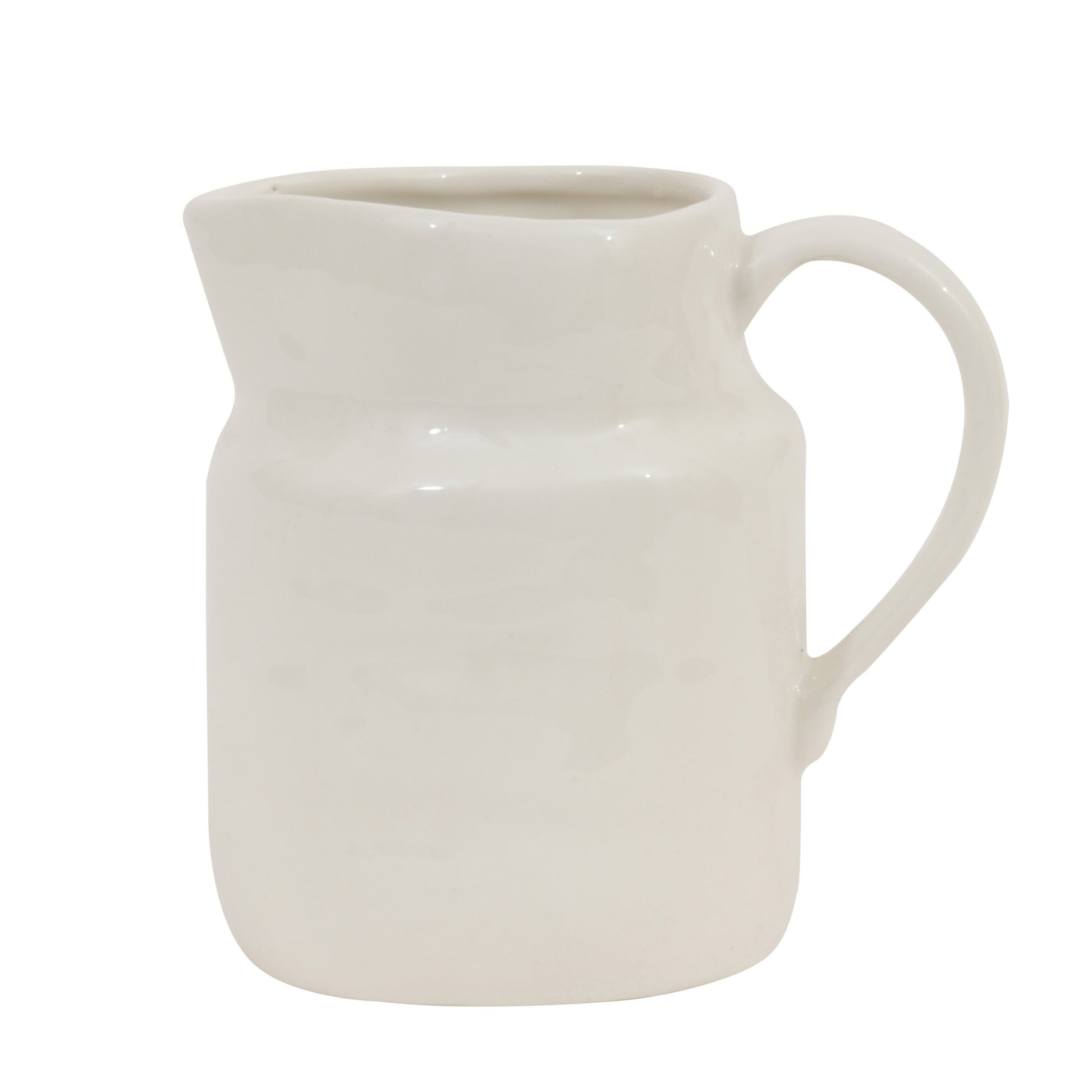 Vintage reproduction stoneware pitcher with classic silhouette and timeless farmhouse charm.