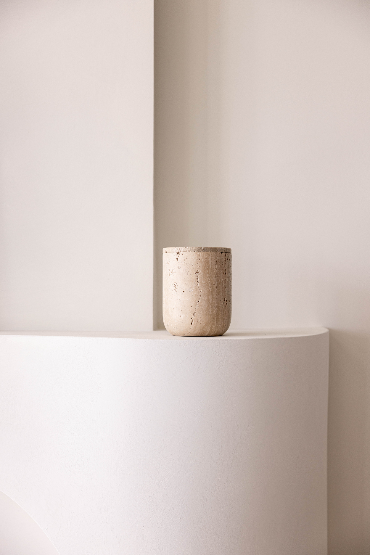 Travertine Lidded Storage Canister