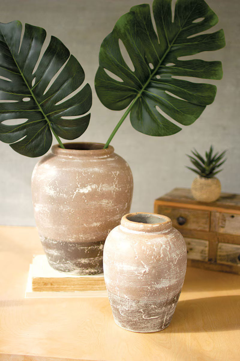 Two-Tone Ceramic Urn Vase featuring a textured ceramic finish and classic urn silhouette.