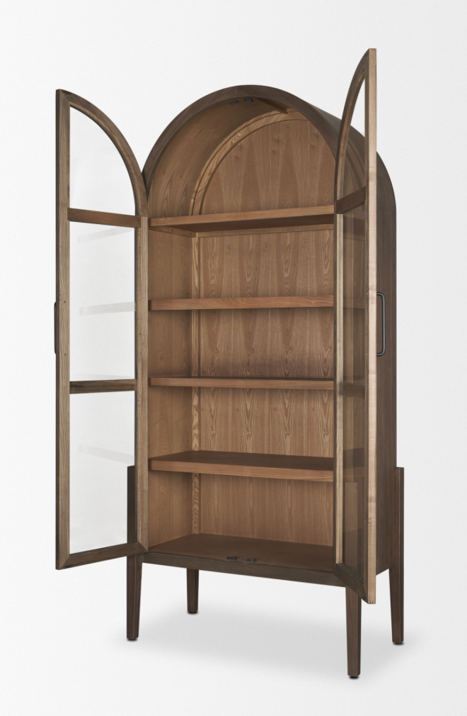 Teva Wood Arched Curio Cabinet