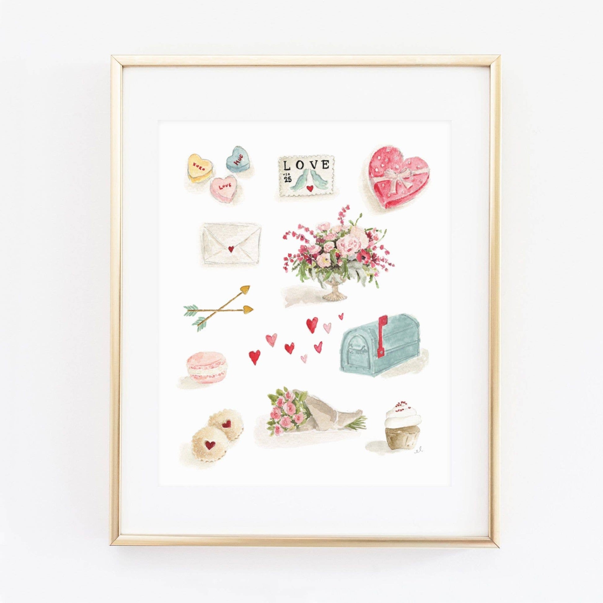 Valentine Watercolor Art Print featuring original seasonal artwork by Emily Lex.