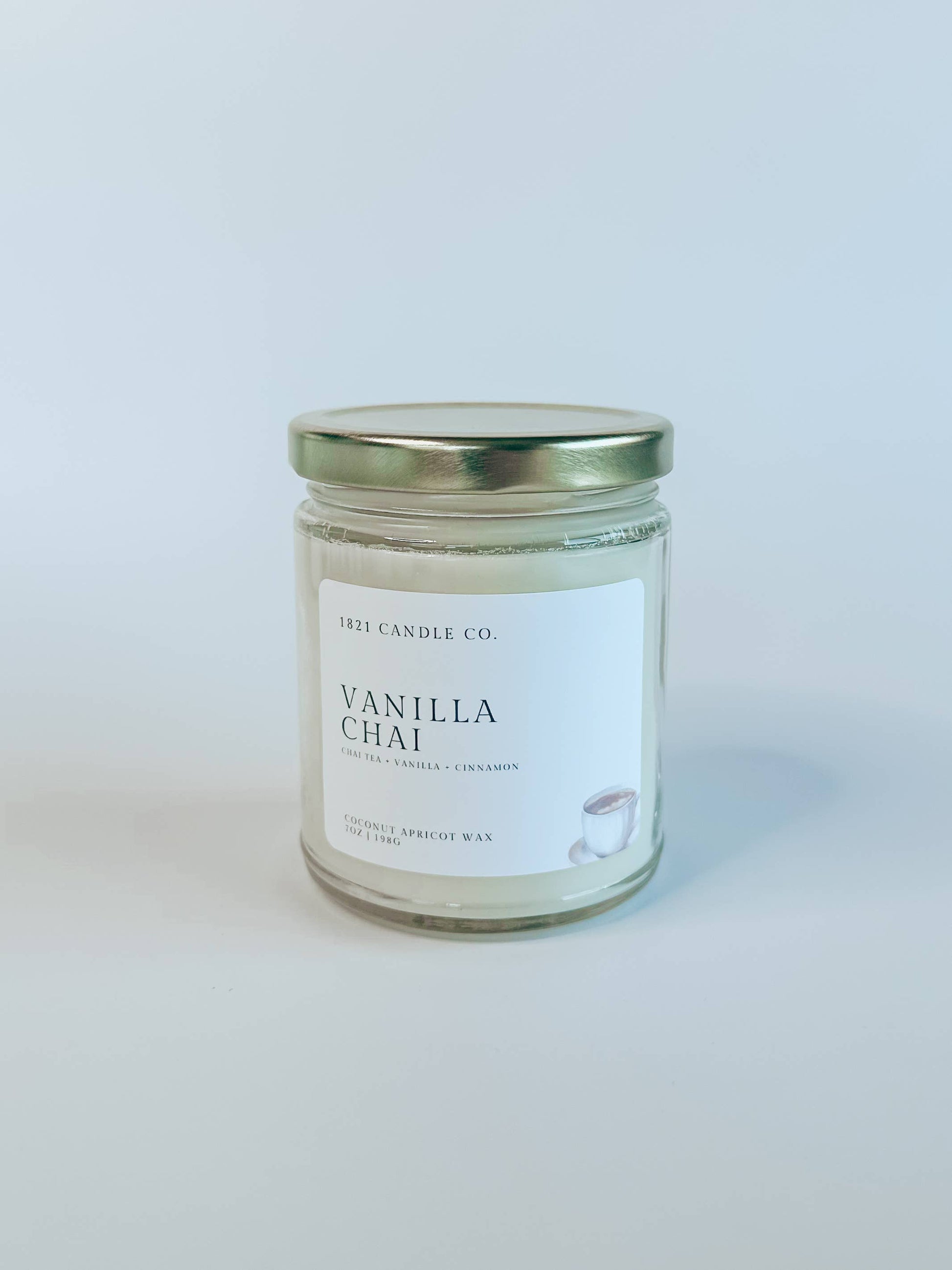 anilla Chai 7 oz coconut apricot wax candle hand-poured in Bonney Lake, Washington by 1821 Candle Co.