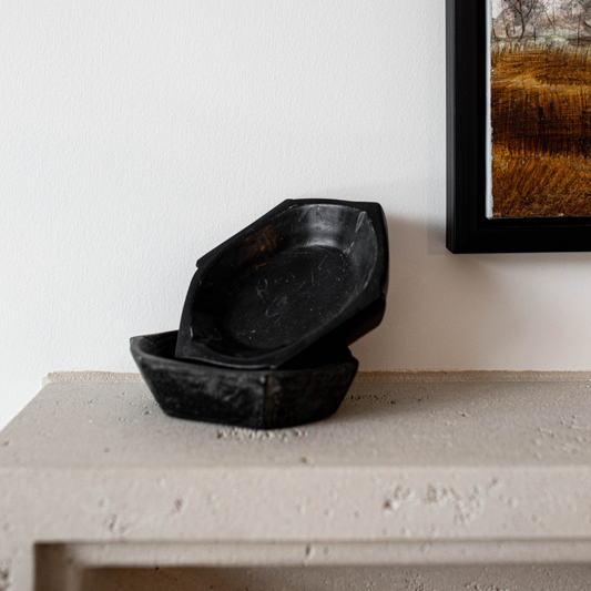 Vintage Inspired Black Marble Decorative Bowl