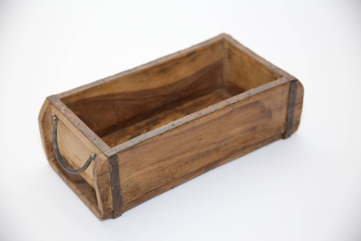 Authentic vintage reclaimed brick mold handcrafted from aged wood with original metal hardware.