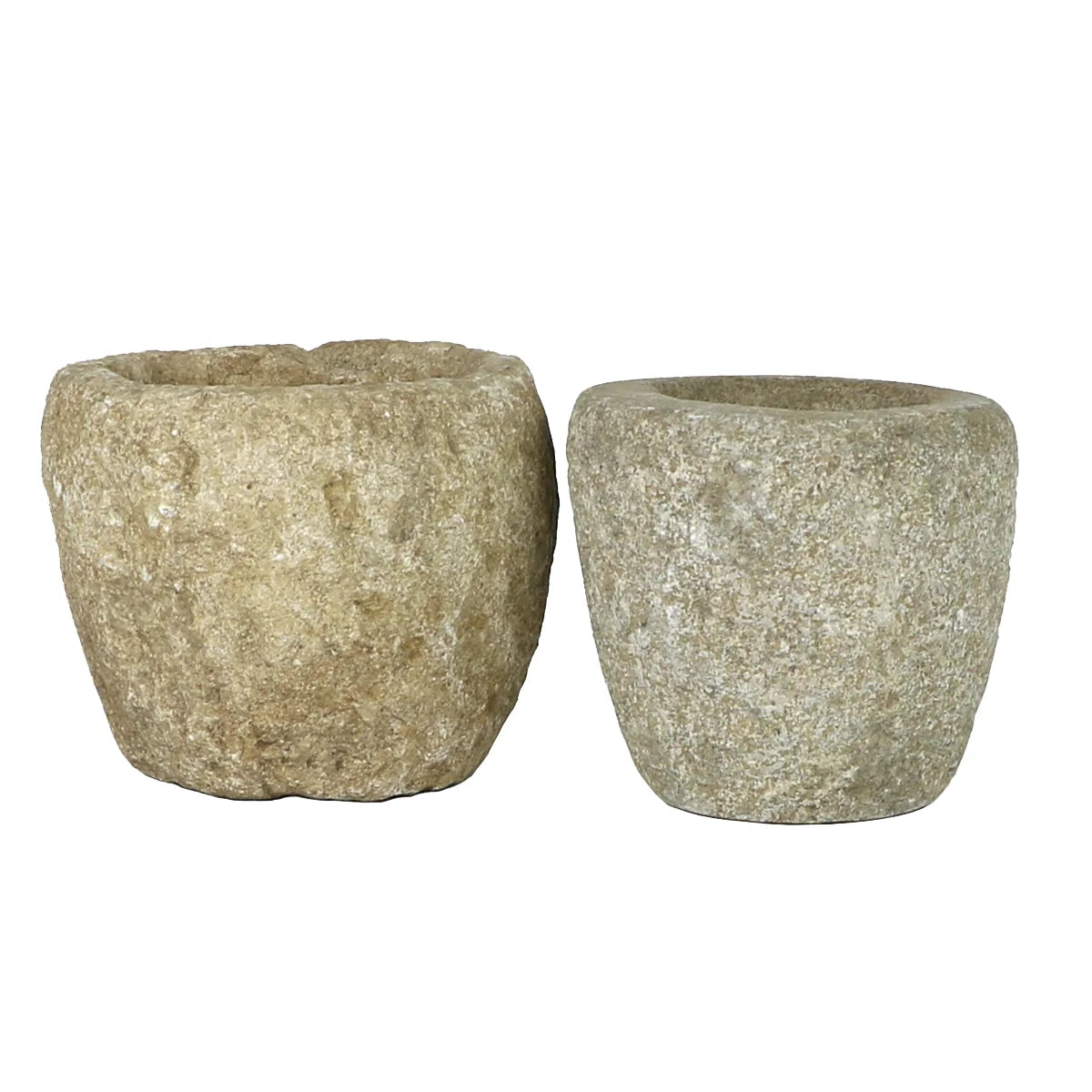 Vintage hand-carved stone bowl with a petite rounded form and naturally aged patina.